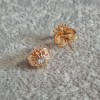 Xuping Stud Earrings, 18K Gold Plated, with White Crystal, diameter 6.5mm+