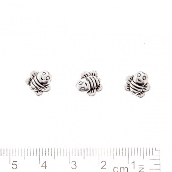 "Crazy Bee" Bead Finding 8x9mm, Hole Diameter 1.5mm, Silver Metal Color, 20g Pack +/-31pcs