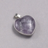 Pendant Heart in a Silver Plated Setting with Natural Amethyst Stone, 26×26 mm