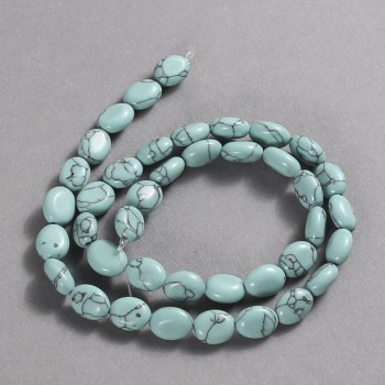Turquoise Beads Smooth Oval, diameter 10x8mm+/-, length 39cm+