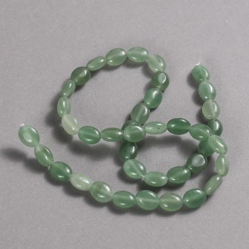 Beads on a String Natural Stone Nephrite Jade Smooth Oval, Diameter 10x8mm +/-, Length 39cm+