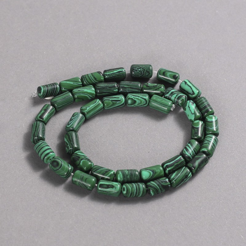 Malachite (Pressed) Beads on a Strand, Smooth Cylinder, Diameter 10x6mm +/-, Length 41cm +