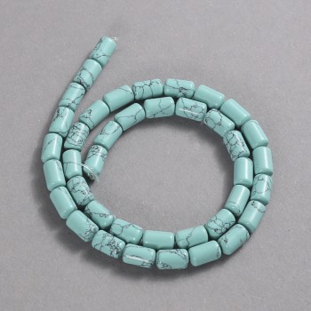 Turquoise Beads, Smooth Cylinder, Diameter 10x6mm +/-, Length 41cm +