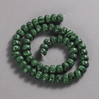 Beads on Strand Malachite (Pressed) Smooth Rondelle, diameter 9x7mm +/-, length 39cm +