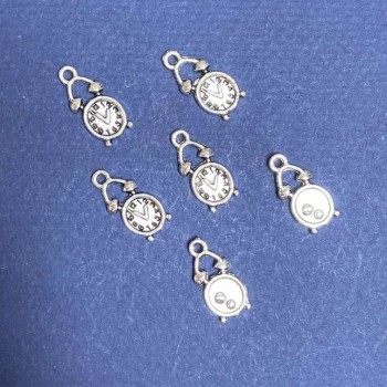 Findings Pendant "Alarm Clock" metal color "silver" pack. 20g +/-20pcs