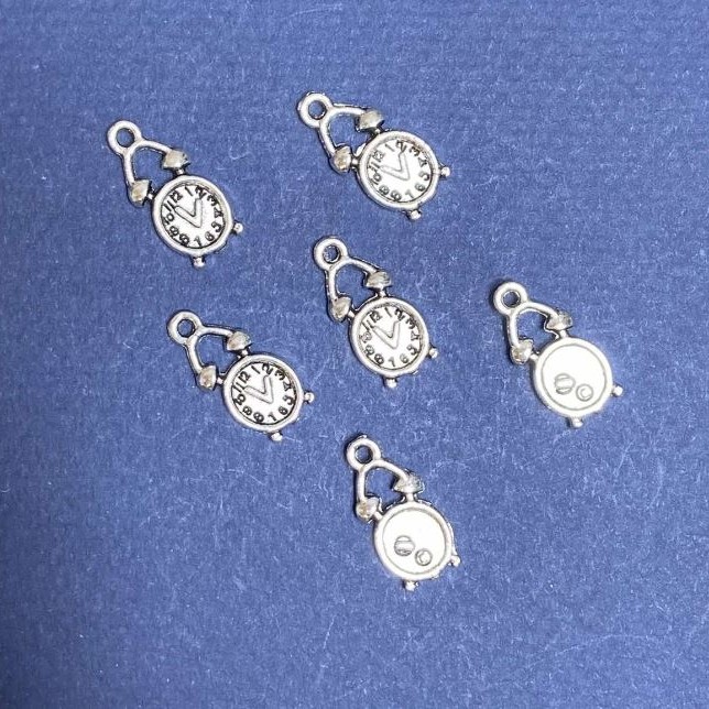Findings Pendant "Alarm Clock" metal color "silver" pack. 20g +/-20pcs