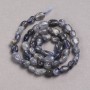 Natural Stone Iolite Beads on Thread, Tumbled, Diameter 8x6mm +/-, Length 39cm +