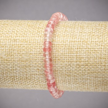 Chalcedony Bracelet on Elastic Band, Natural Stone Smooth Rondelle, Diameter 6x4mm+/-, Length 18cm+