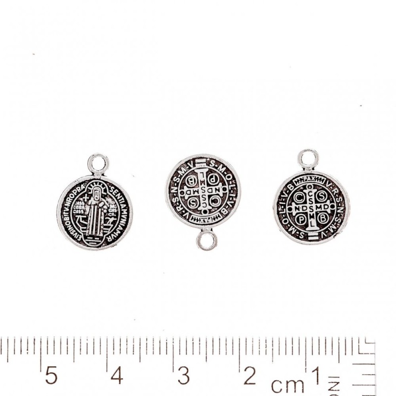 Findings Pendant "Saint" metal color "silver", diameter 12mm pack. 20g +/-35pcs