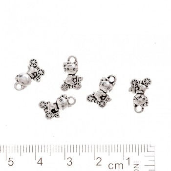 Findings Pendant "Hello Kitty on a Bicycle" 12x7mm pack. 20g +/-37pcs metal color "silver"
