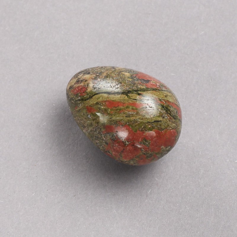 Souvenir Egg, Natural Stone Jasper, Heliotrope, Unakite, 35x25mm+