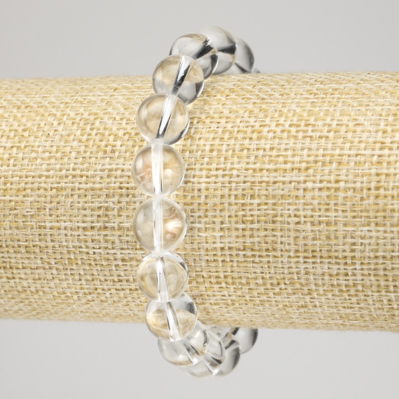 Stretch Bracelet with Rock Crystal, Smooth Round Beads, 10mm+ Diameter