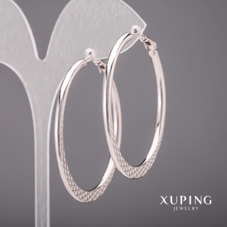 Xuping Hoop Earrings 3x55mm, Rhodium