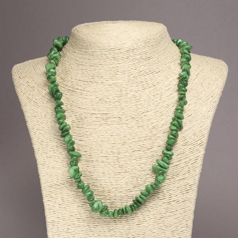 Chrysoprase (Imitation) Chip Necklace, diameter 6-10mm+-, length 45cm+- with Extension Chain