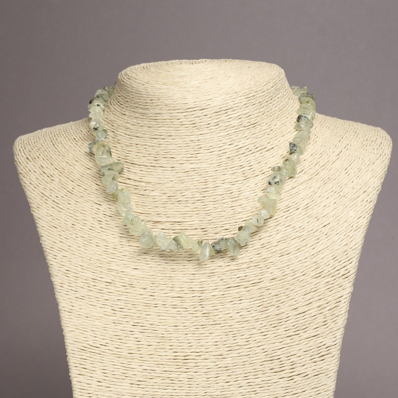Natural Prehnite Chip Necklace, diameter 6-8mm+-, length 45cm+- with extension chain