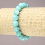 Natural Aquamarine Smooth Bead Elastic Bracelet, diameter 10mm+