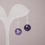 Amethyst Natural Stone Earrings, Smooth Round Beads, 12mm+/- Diameter, 33mm+ Length