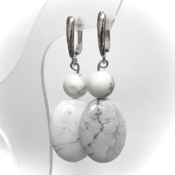 Kaholungh Natural Stone Earrings, 10mm diameter beads, 24×18mm±, length 50mm±