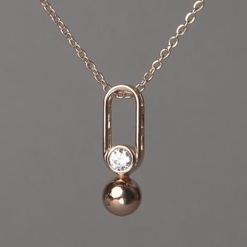 Xuping Chain 18K Gold Plated with White Rhinestone Pendant 23x7mm +/-, Thickness 1.6mm +/-, Length 45-50cm +