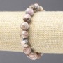 Elastic bracelet with natural stone Rhodonite, smooth bead, diameter 10mm+