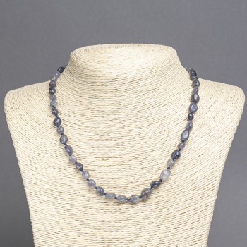 Iolite Bead Necklace, Faceted, 8x6 mm, 45 cm length