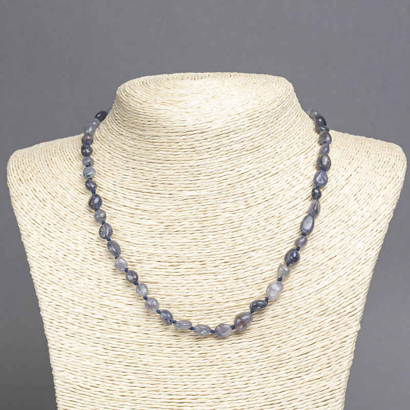 Iolite Bead Necklace, Faceted, 8x6 mm, 45 cm length