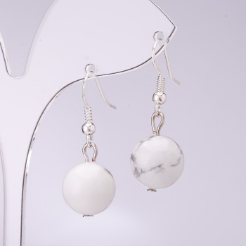 Cacholong Earrings, 10mm+- Diameter, 30cm+ Length