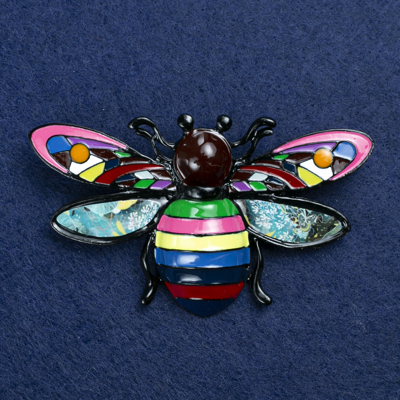 Sale! Beetle Brooch, Silver-Tone Metal and Enamel, 70x42mm +