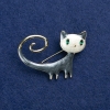 Sale! Cat-shaped Brooch in Golden Metal with Enamel and Rhinestones 44x32mm +