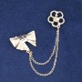 Clearance! Brooch Clip for Cardigan Flower with Bow Gold Tone, White Crystal and Rhinestones, Bead, Chain 6