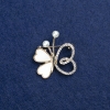 Sale! Butterfly Brooch with Pearl-Effect and Crystals, Gold-Toned Metal, Pearlescent Inlays, Beads and Rhinestones 32×30 mm +