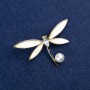 Sale! Butterfly Brooch with Golden Metal, Mother-of-Pearl, Crystal and Bead 36x52 mm +