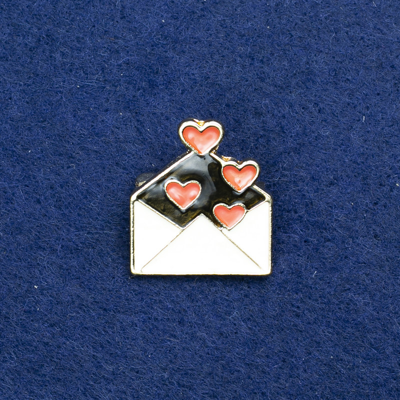 Sale! Enamel Golden Metal Envelope Brooch 20x24mm +
