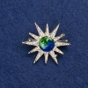 Sale! Star Brooch in Golden Metal, Enamel and Rhinestones 32mm +