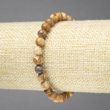 Elastic bracelet with natural stone Jasper scenic smooth beads, 6mm diameter+