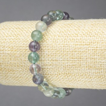 Elastic Bracelet Natural Stone Fluorite Smooth Bead, 8mm diameter+