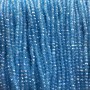 Beads Czech Crystal on Thread Sky Blue Transparent with Gasoline Finish, Faceted Rondelle, 3×2.5 mm +-, Length 36 cm +