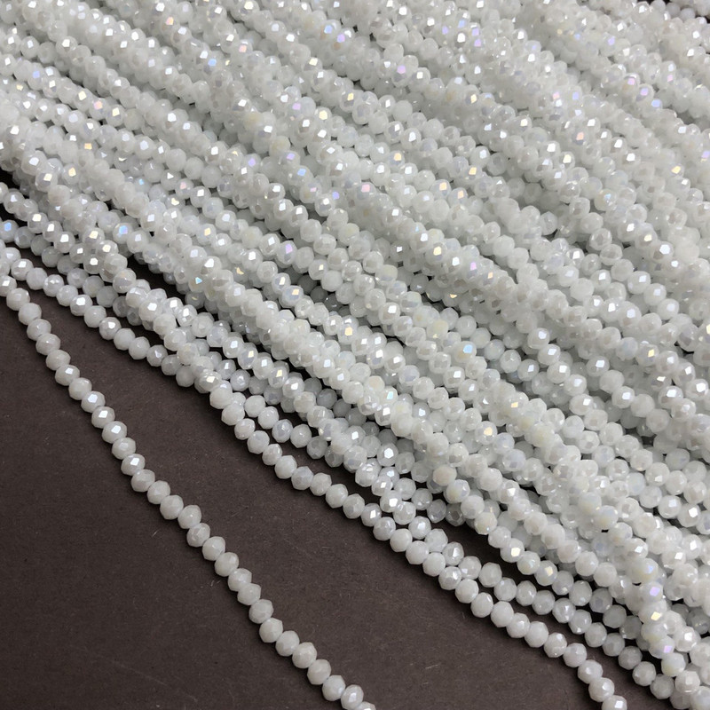 Beads Czech Crystal Pearl Matte on a Thread with Petrol Iridescent Grenade Rondelle, diameter 3x2.5 mm + -, length 36 cm +