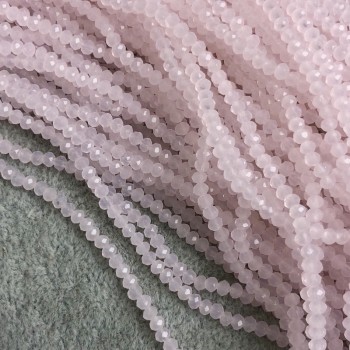 Beads Czech Crystal on a Thread Pink Matte Faceted Rondelle 3.5×3 mm +-, thread length 36 cm +