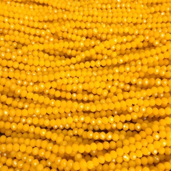 Beads Czech Crystal on Thread Corn Yellow Matte Granulated Rondelle, diameter 3.5×3mm +-, length 36-38cm +