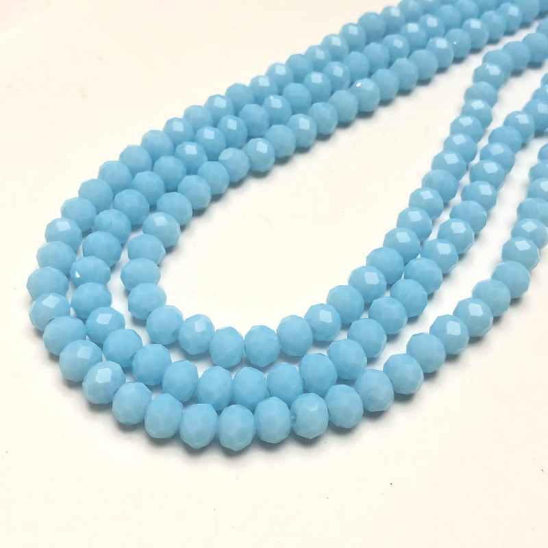 Beads Czech Crystal on Thread light blue matte faceted rondelle, diameter 6x4.5mm + -, length 38-40cm +