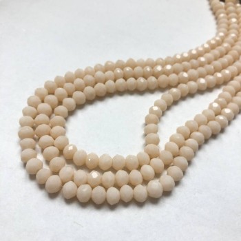 Beads (Seed beads) Czech Crystal on thread, peach matte faceted rondelle, diameter 6x4.5 mm +-, length 38-40 cm +