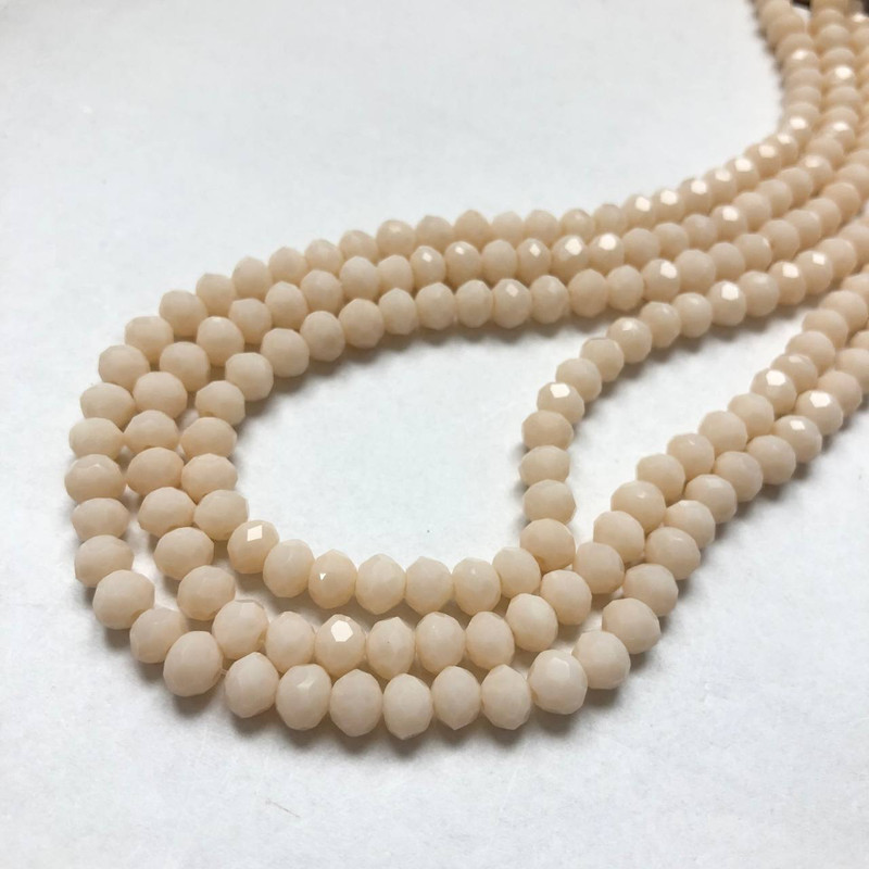 Beads (Seed beads) Czech Crystal on thread, peach matte faceted rondelle, diameter 6x4.5 mm +-, length 38-40 cm +