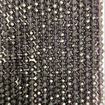 Beads Czech Crystal on a Thread, dark purple faceted rondelle, diameter 6x5mm +-, thread length 42cm +