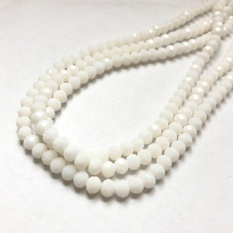 Beads Czech Crystal on thread, pale peach matte faceted rondelle, diameter 6x4.5 mm + -, thread length 38-40 cm +