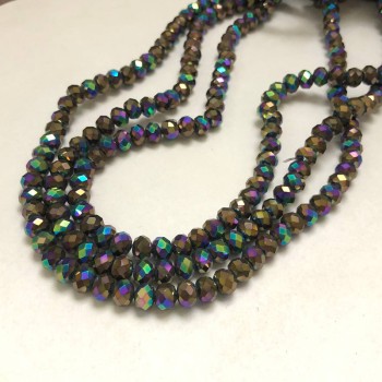 Beads Czech Crystal on Monofilament with Gas Flame Coating, Garnet Rondelle, 6x4 mm +-, length 38-40 cm +