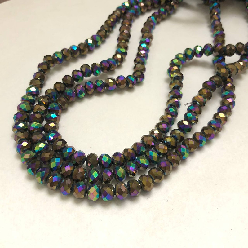 Beads Czech Crystal on Monofilament with Gas Flame Coating, Garnet Rondelle, 6x4 mm +-, length 38-40 cm +