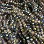 Beads Czech Crystal on thread Gray assorted, transparent with coating, faceted rondel, 6x4.5 mm ±, thread length 38-40 cm ±
