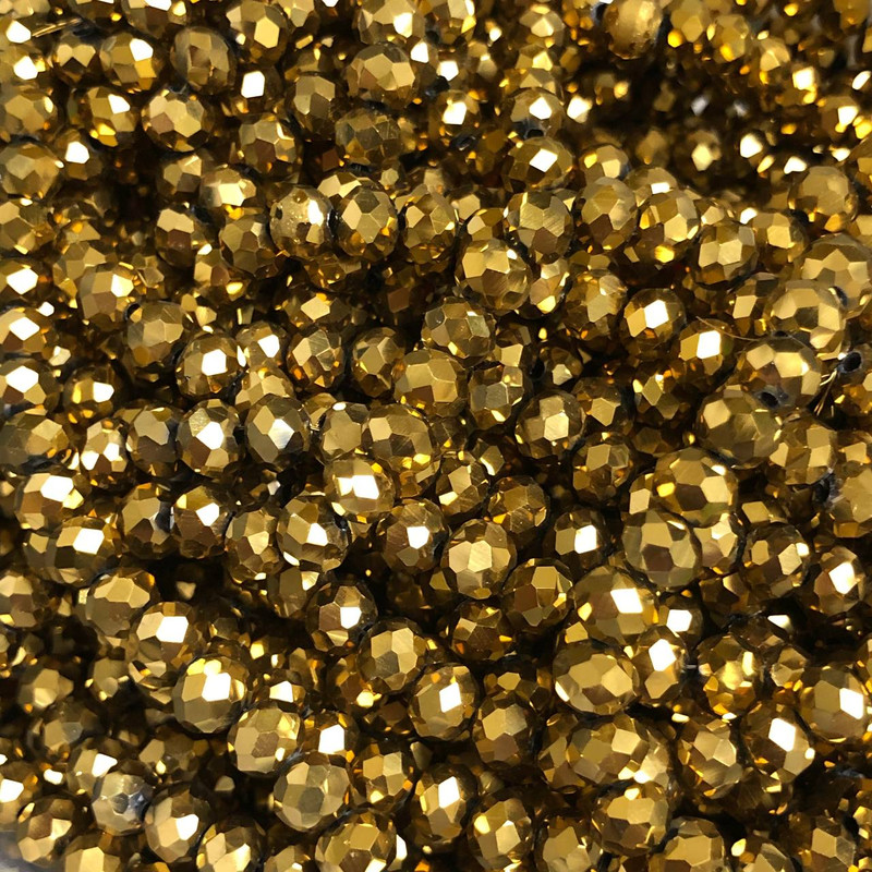 Beads Czech Crystal on Thread with Faceted Rondelle Coated, 6x4.5mm, length 38-40cm