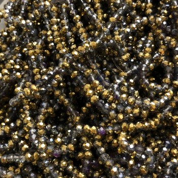 Beads Czech Crystal on Thread Assortment Gray with Faceted Rondelle, 3.5x3mm +-, length 36-38cm +